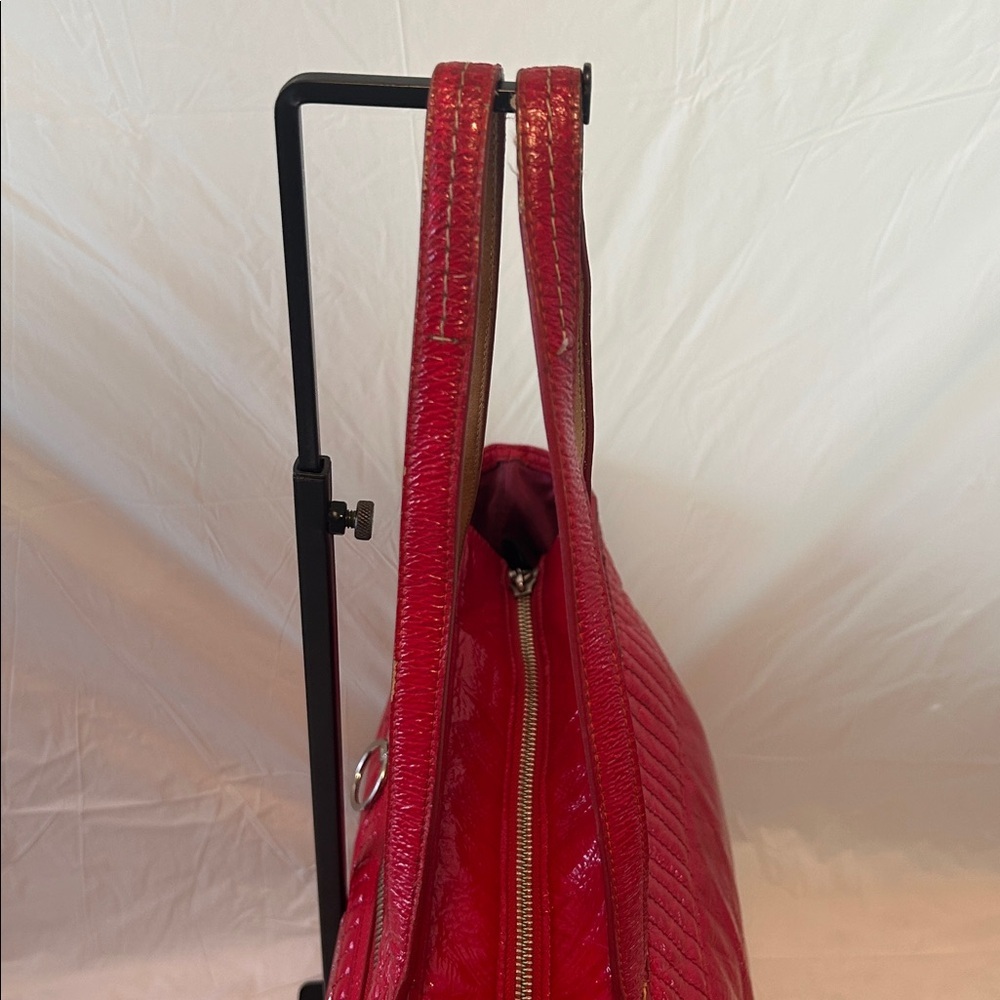 COACH 18674 Poppy Daisy Quilted Liquid Gloss Patent Leather Shoulder Bag Tote - Picture 4 of 11